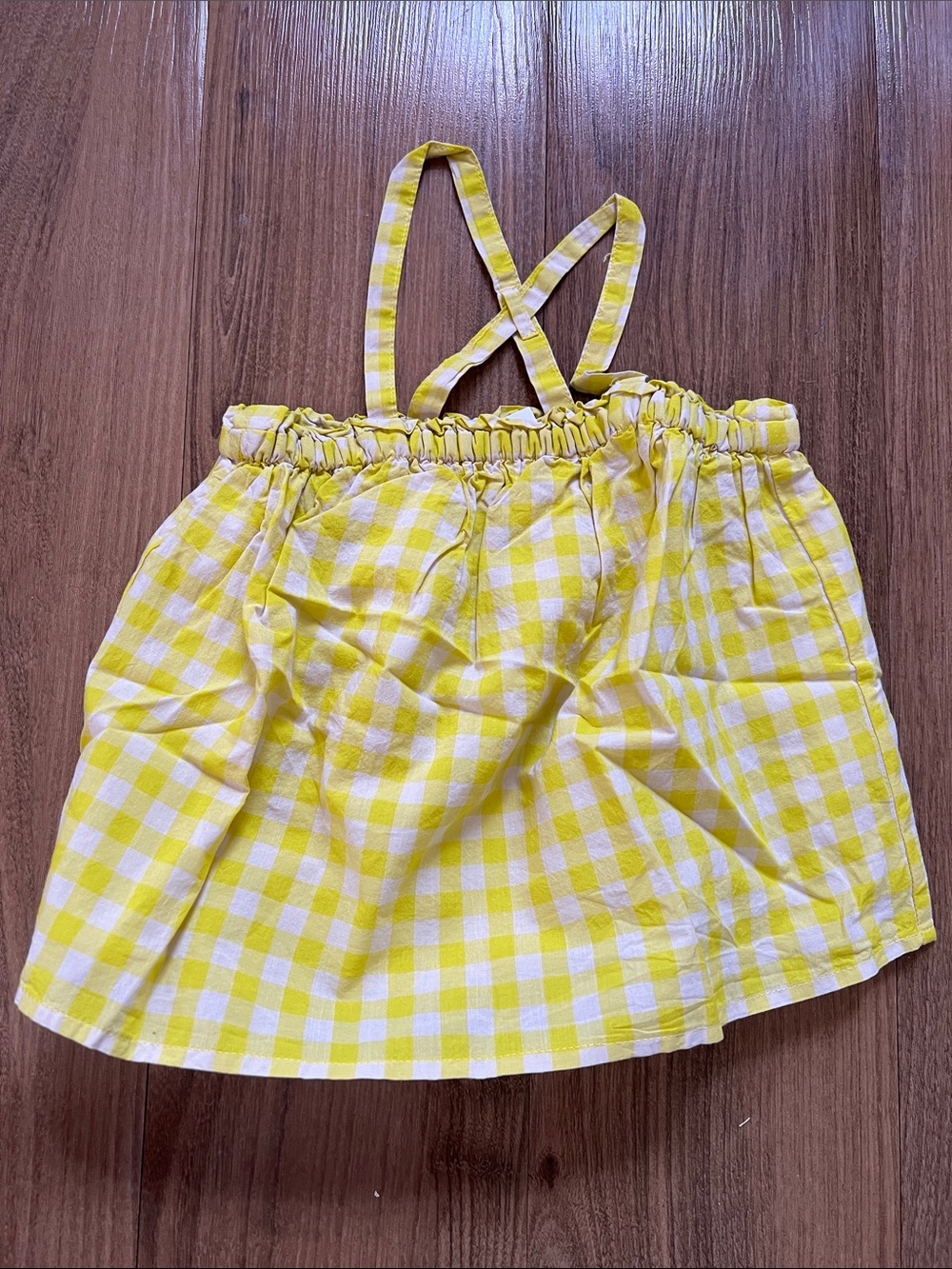 GAP Yellow and White Gingham Summer Tank Top with Crisscross Straps